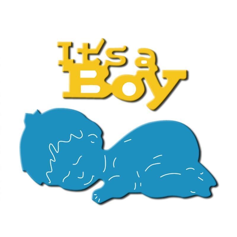Cute Sleeping Baby Boy Metal Cutting Dies Stencil DIY Scrapbooking Card Template