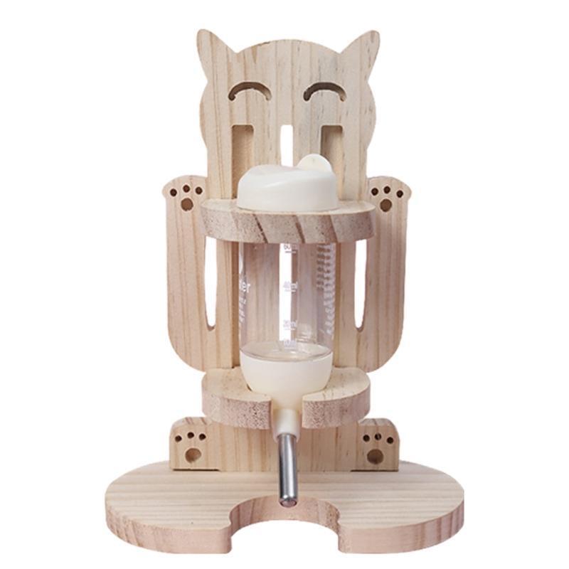 Small Pet Water Bottle Holder Wooden Bracket Stand Alone for Hamster Guinea Pig