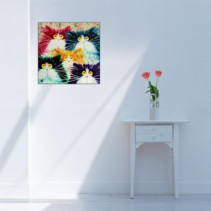 DIY Oil Painting By Numbers Acrylic Drawing On Canvas Abstract Cat Home Decor