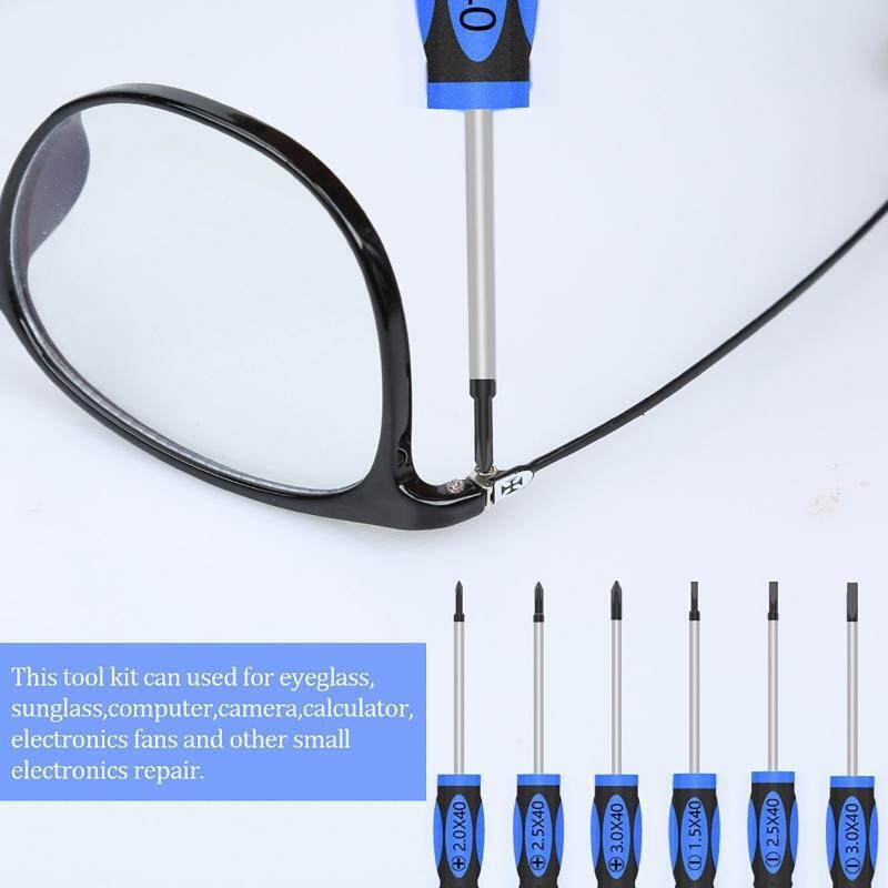Eyeglass Repair Kit with 6 Pcs Magnetic Screwdrivers and Glass Screw Tweezers