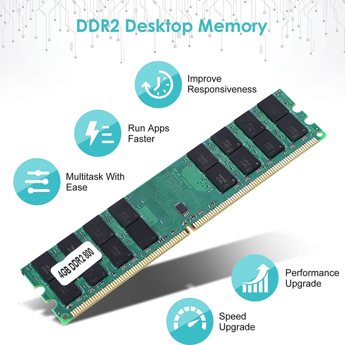 Memory RAM DDR2 4GB 24 Pin 800 MHz DDR2 Desktop Memory Module (Army Green)