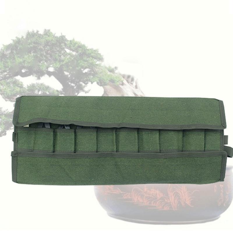 Bonsai Tool Roll Storage Bag with 10 Pockets for Garden Portable Hardware Bag