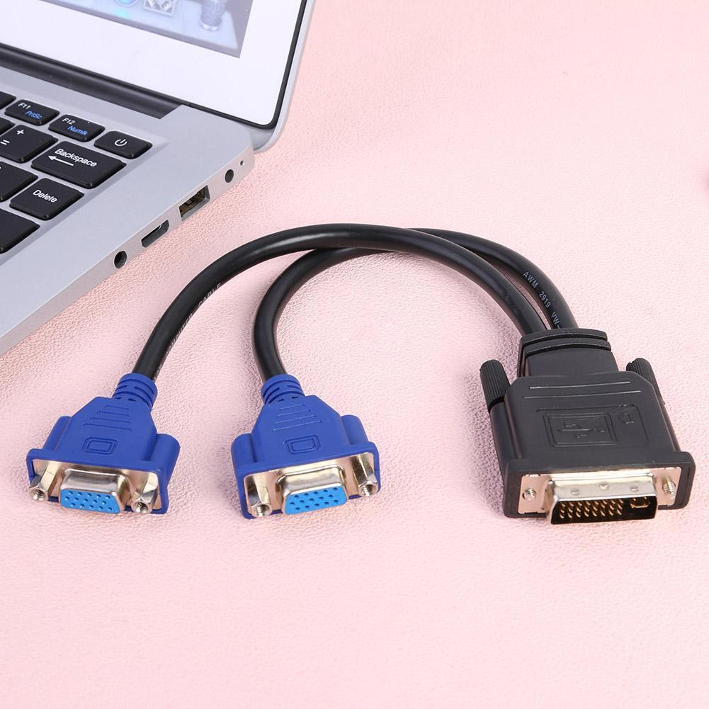 DVI-I 24+5 Pins Male to Dual VGA Female Monitor Adapter Y-Splitter Cable