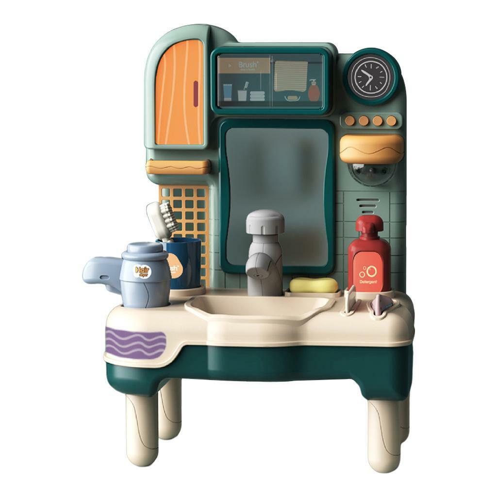 2pcs Play Bathroom  with  Basin Vanity Sink  Children