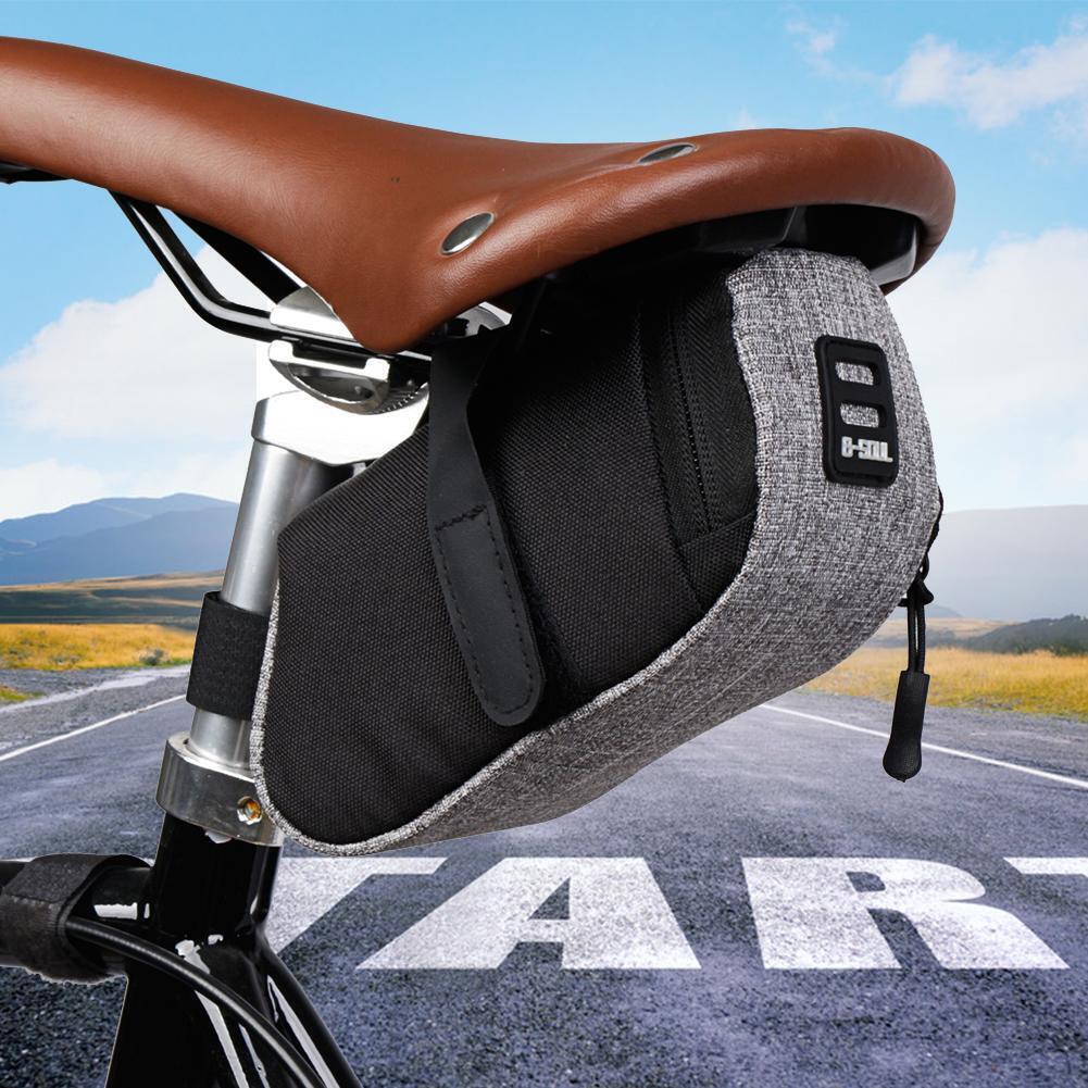 Reflective Bike Saddle Bag MTB Bicycle Tail Rear Seat Cycling Pouch (Grey)