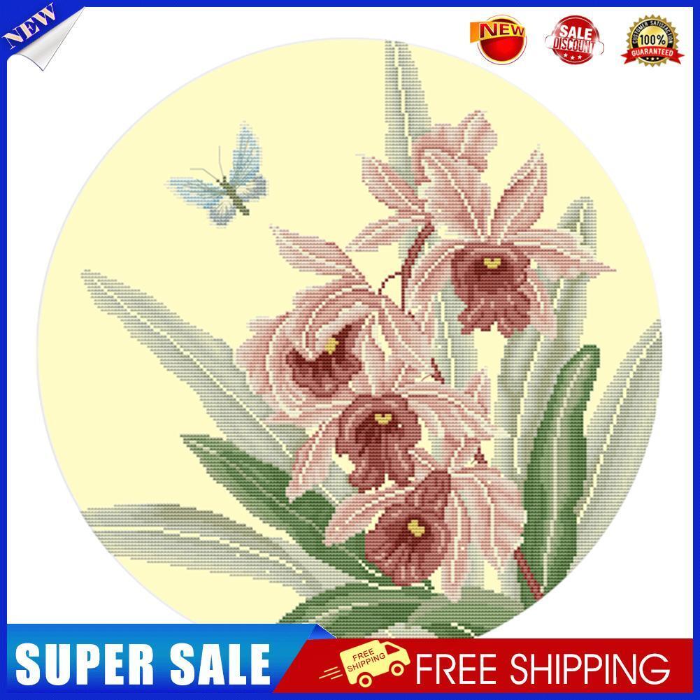 Cross Stitch 11CT Stamp Orchid Embroidery Kits DIY Handicrafts (1020)