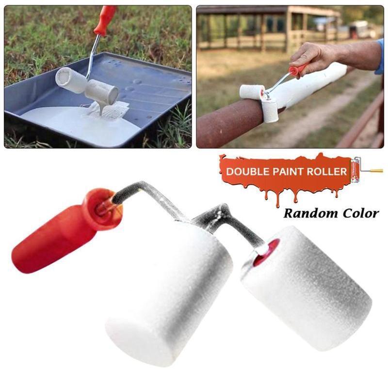 Paint Double Sided Roller Kit for Household Railings Brush Spraying Pipes Fences