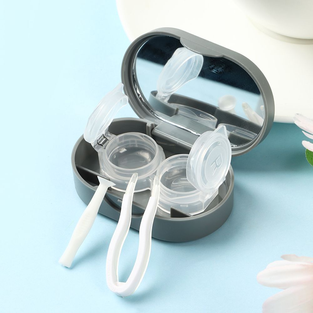 Lovely Travel Mini Square Contact Lens Case Contact Lenses Box with Mirror