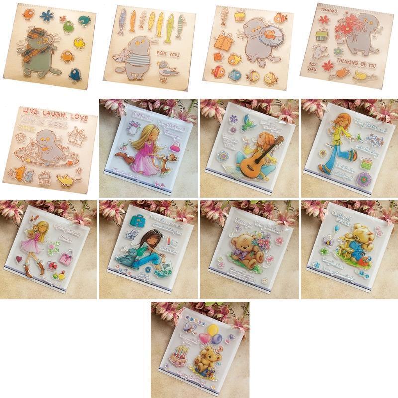 Girl Flower Clear Silicone Seal Stamp DIY Album Scrapbooking Photo Card Decor