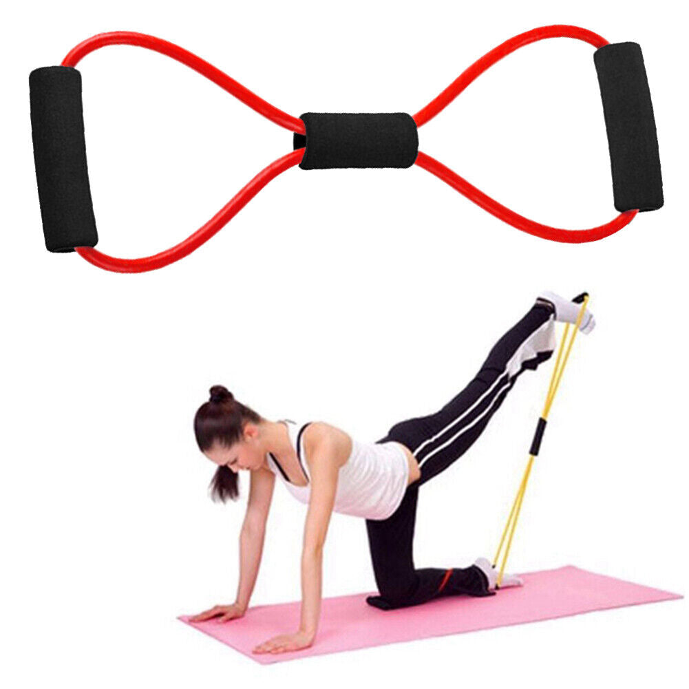 8 Word Rubber Yoga Fitness Chest Expander Rope Workout Equipment (Red)
