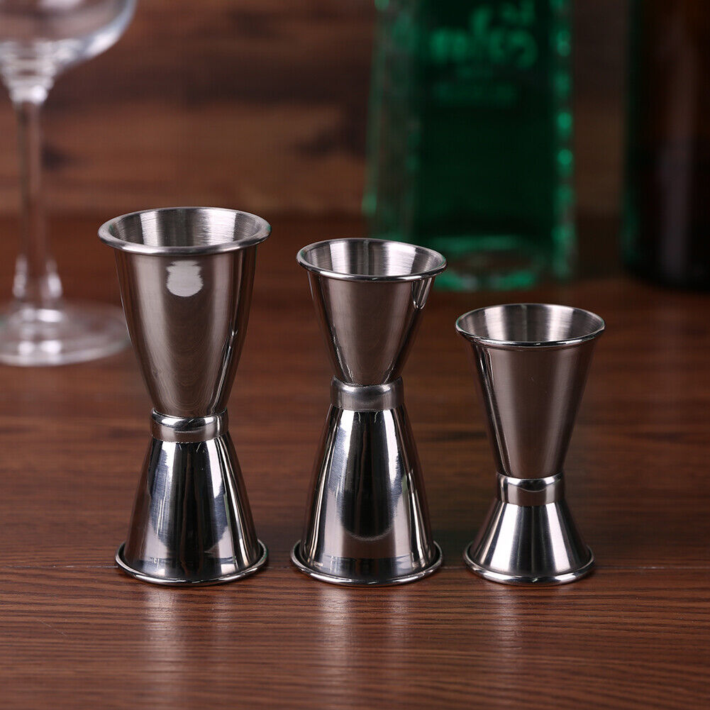 3PCS Stainless Steel Cocktail Drink Mixer Measuring Cup Jigger Measurer Set