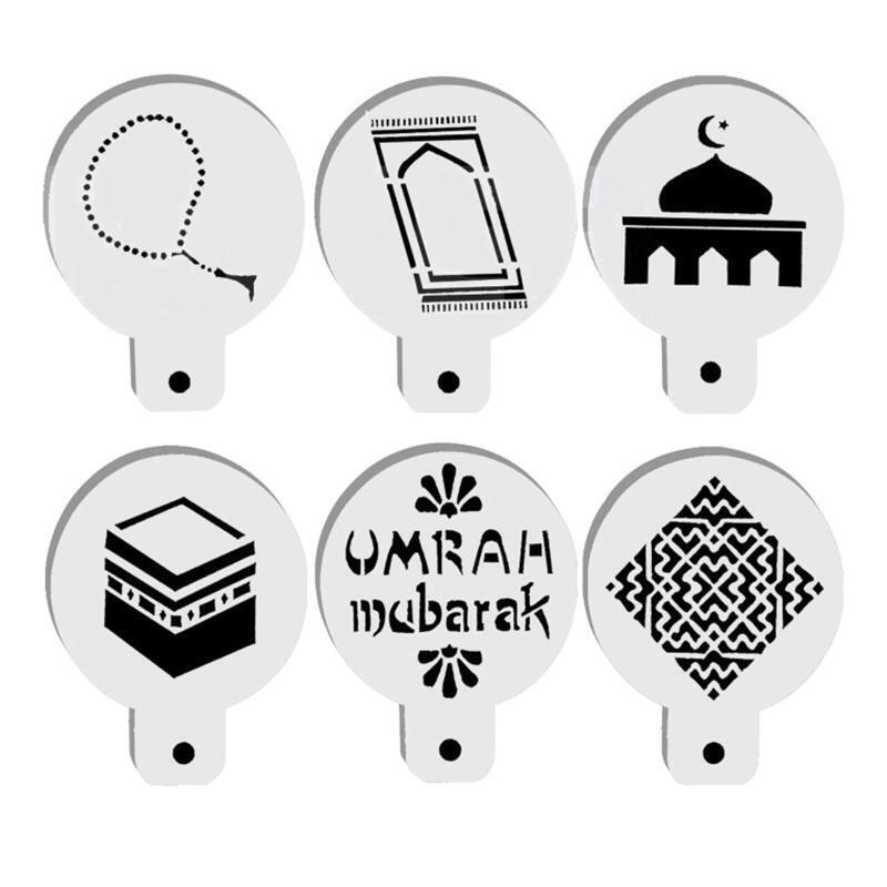 6 Pcs Coffee Stencils Cake Templates for Wedding Shower Birthday Eid Celebrating