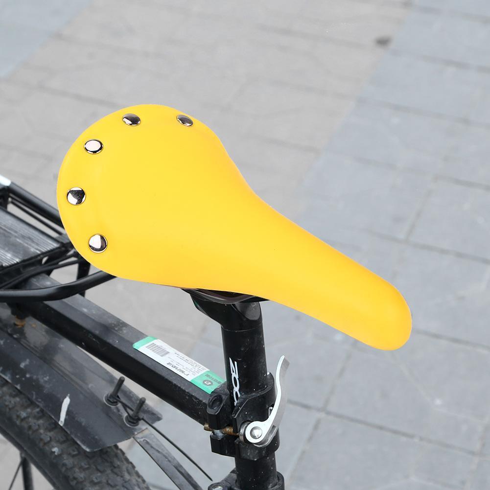 Bicycle Saddle Leather Soft Bike Seat Cover Mat MTB Bike Cushion (Yellow)