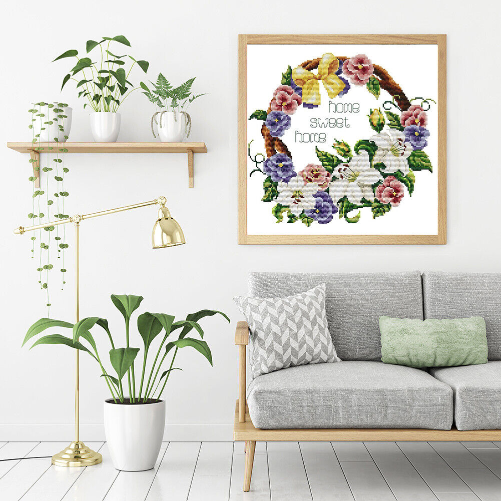 Partial Cross Stitch 14CT Sweet Home Counted Embroidery DIY Needlework Kits