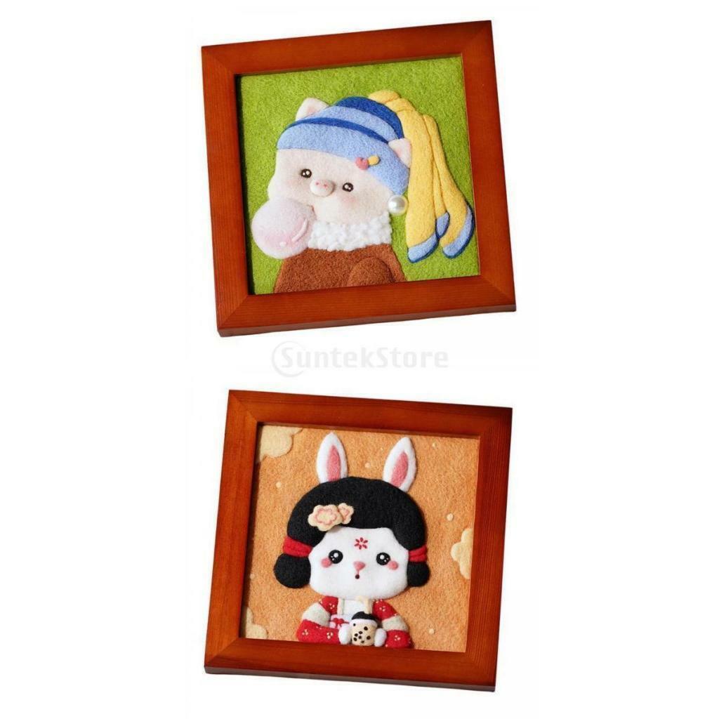 Set of 2 Wool Needle Felting Kit Painting  for Starter Decor