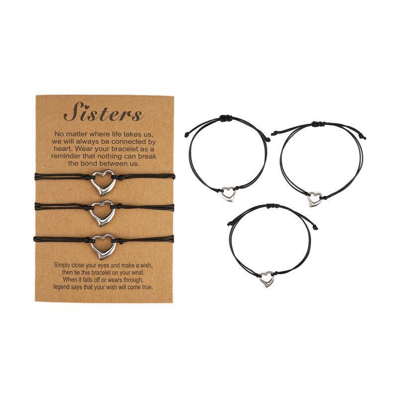 Sisters Friendship Stainless Steel Card Bracelet Set Best Friend Jewelry Gift