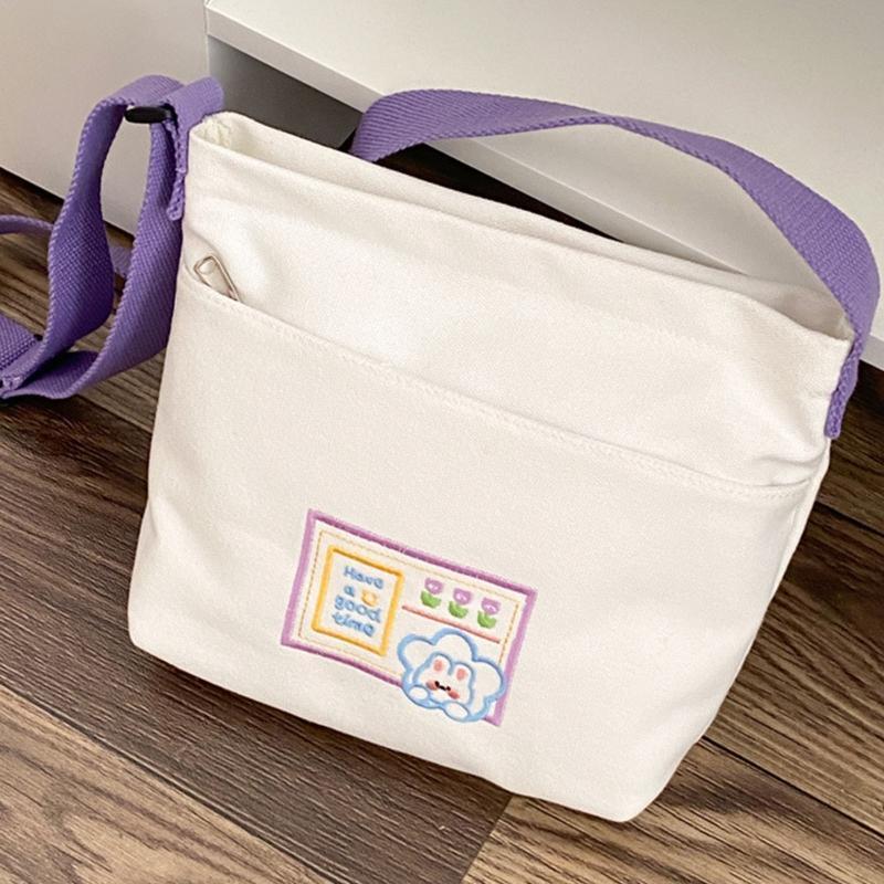 Cartoon Printed Messenger Bag Small Canvas Shoulder Bag Crossbody Bag for Girls