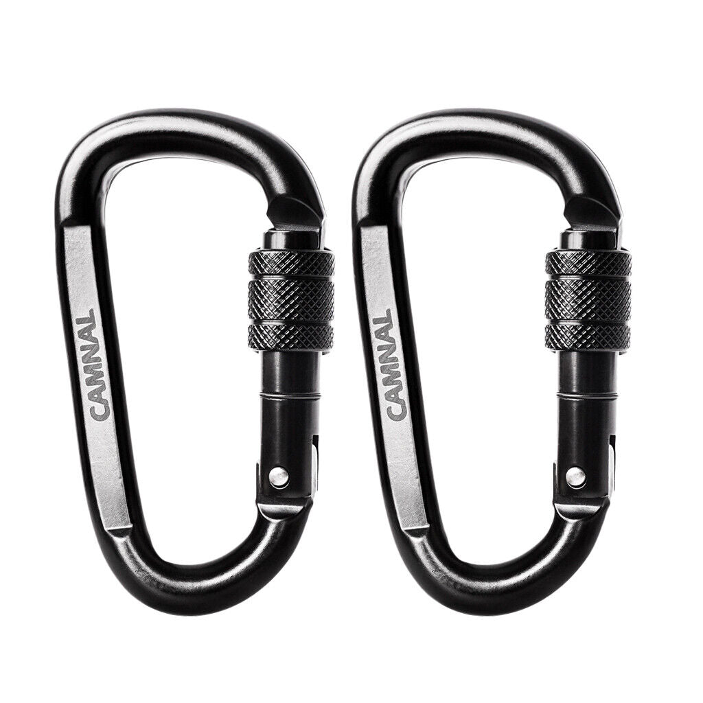 2 Pieces 30KN  Carbon Steel Screw  Outdoor Climbing Carabiner