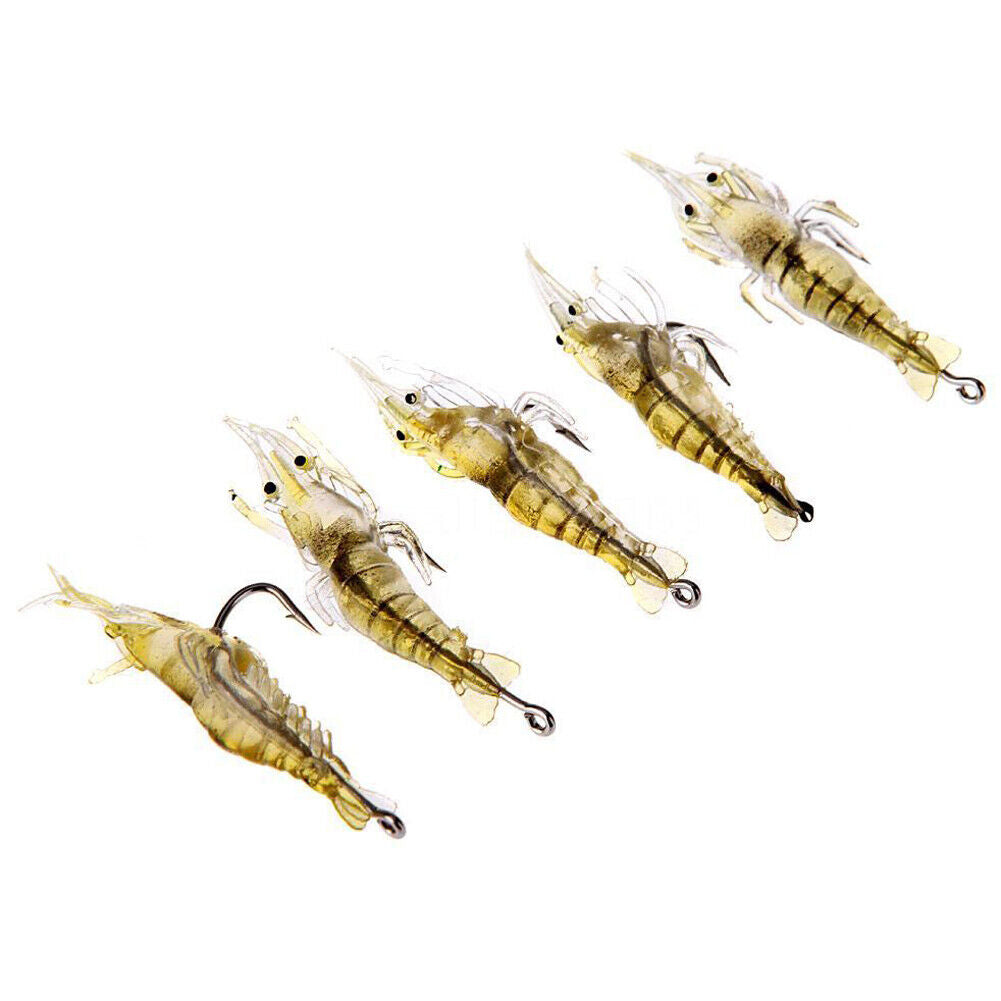 6pcs Shrimp Fishing Simulation Soft Prawn Lure Hook Tackle Bait Lures