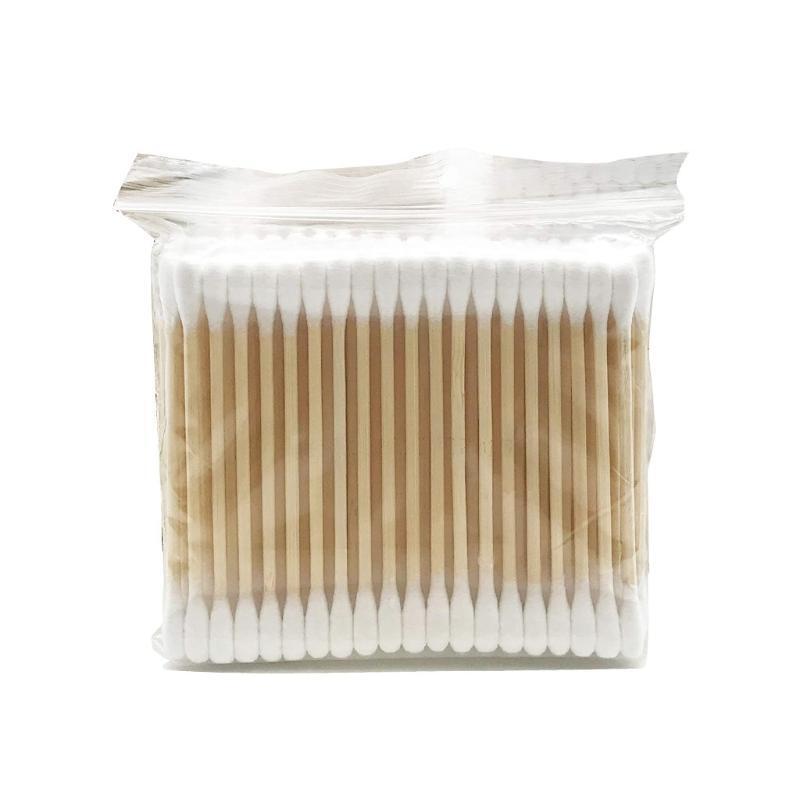 100Pcs Double Tipped Cotton Swabs with Wooden Handle Biodegradable Cotton Buds A