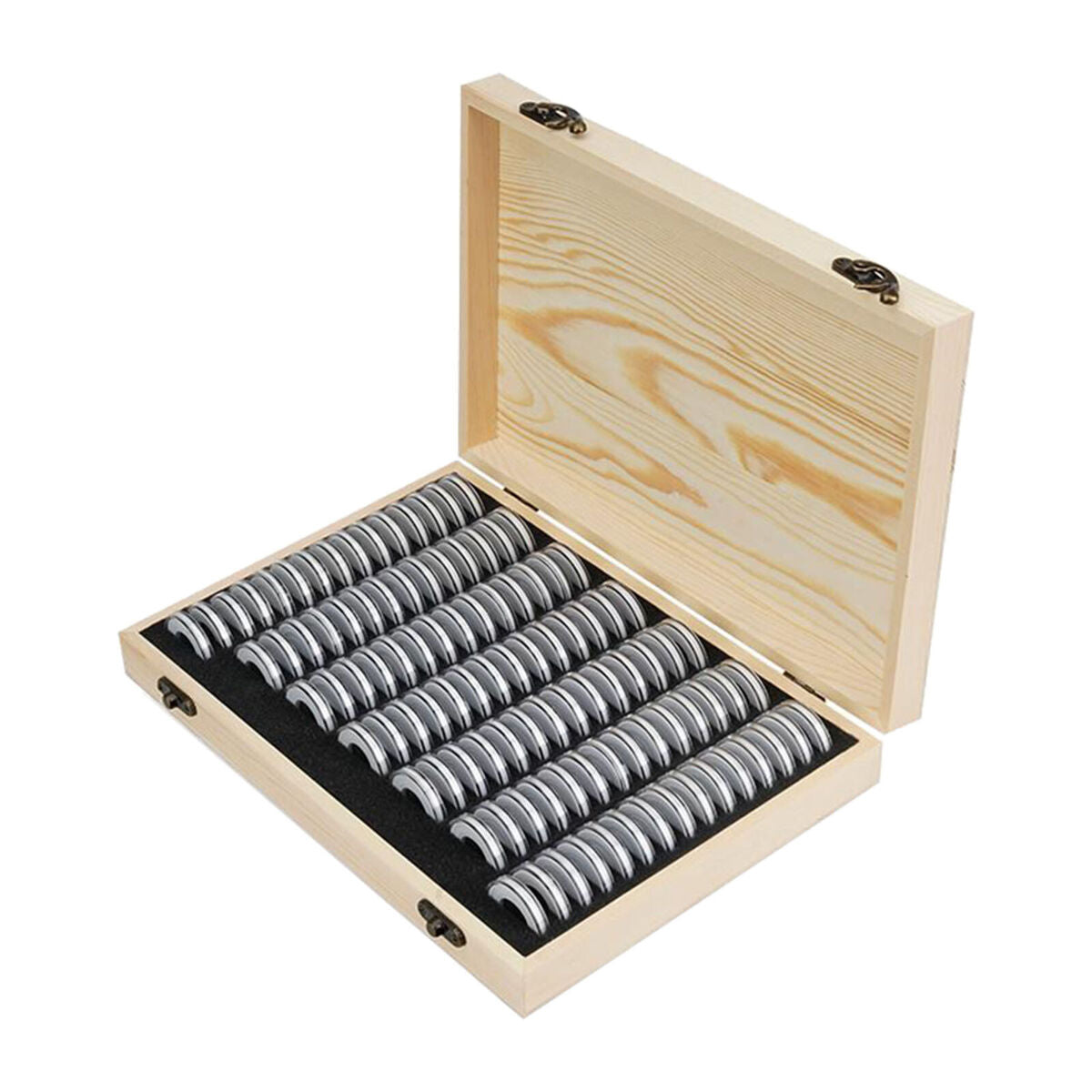 100 PCS   with Foam Gasket Holder Case Wooden Storage Case