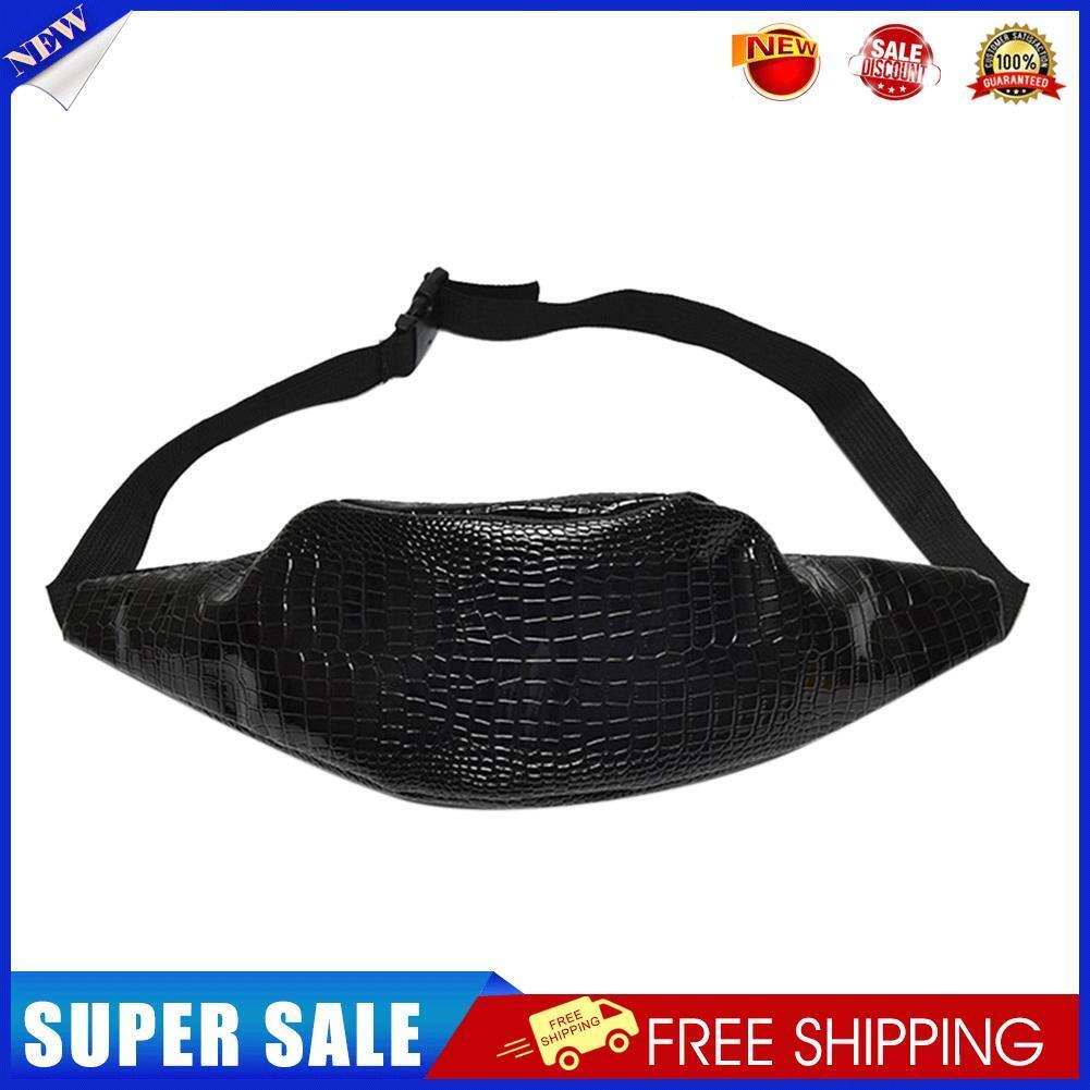 Women PU Leather Zipper Handbag Fanny Pack Shoulder Satchel Chest Bag/Black
