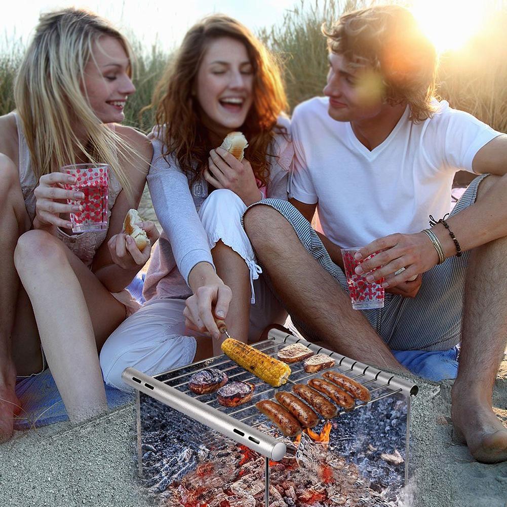 Portable Stainless Steel Barbecue Grill Foldable Outdoor Picnic BBQ Tool