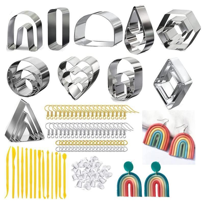 138 Pcs Polymer Clay Cutters Earring Cutters DIY Jewelry Making Art Crafts