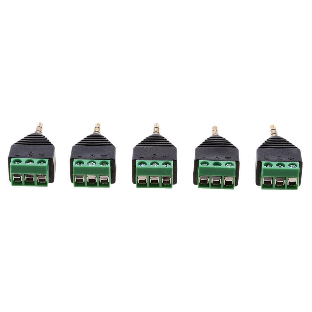 20 Packs 3.5mm 3 Pole Stereo Audio Vedio Male to 3 Screw Terminal