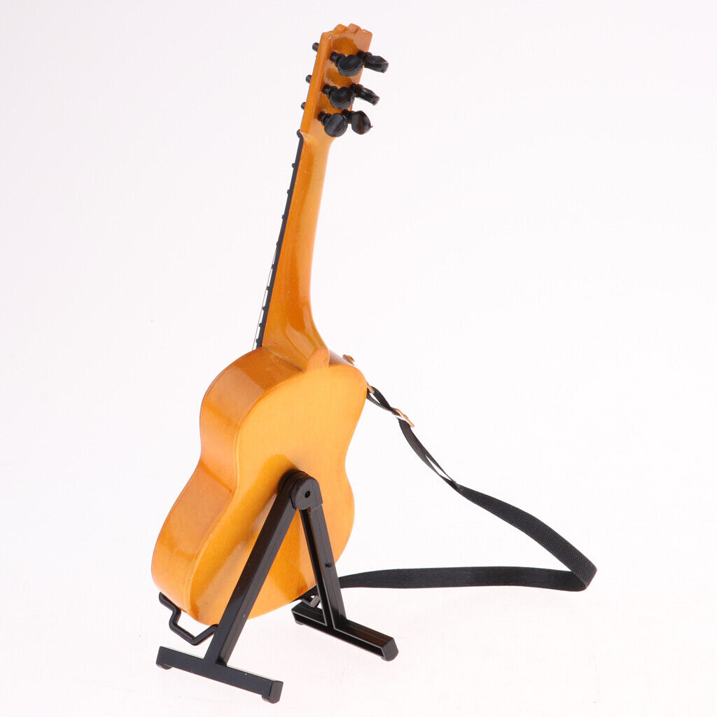 1/6 Scale Handcrafted Wooden Folk Electric Guitar  With Display Stand