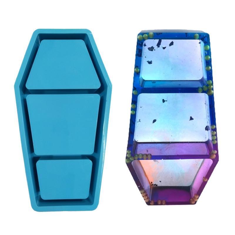Halloween Coffin Box UV Crystal Epoxy Mold Casket Jewelry Holder Silicone Mould