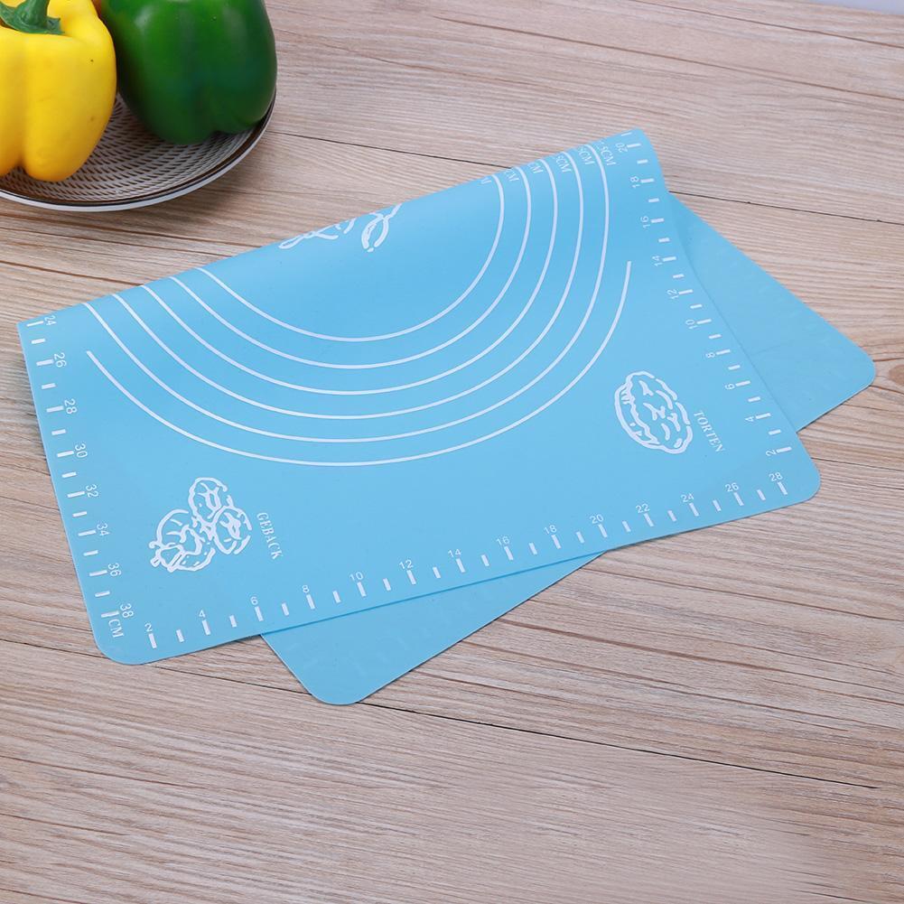 Silicone Thickening Flour Rolling Scale Mat Cookie Pad Baking Tool(Blue)