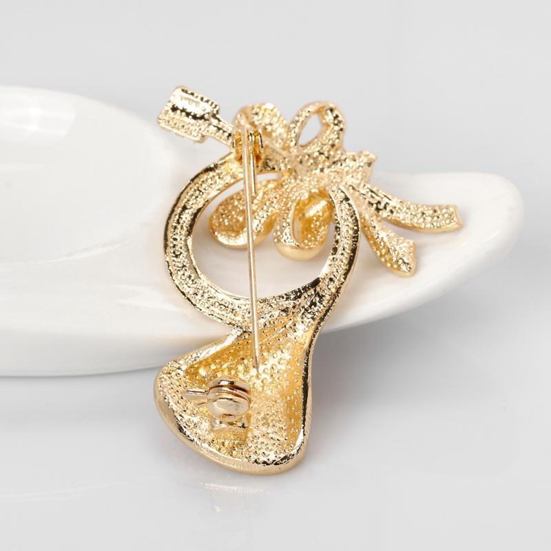 Christmas Brooch Pins Horn Rhinestone Bowknot Winter Creative Jewelry Women Gift