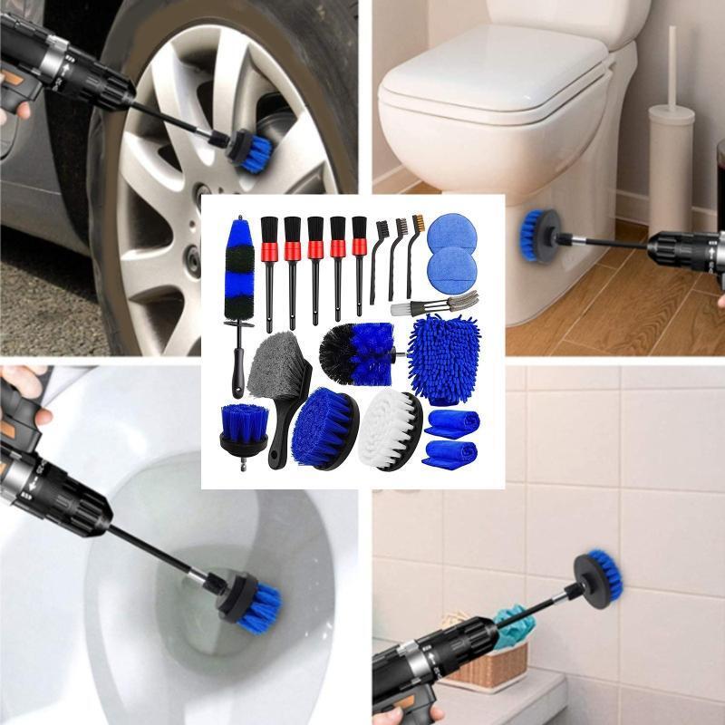20Pcs Detailing Brush Set Car Cleaning Brushes Power Scrubber Drill Brush Kit