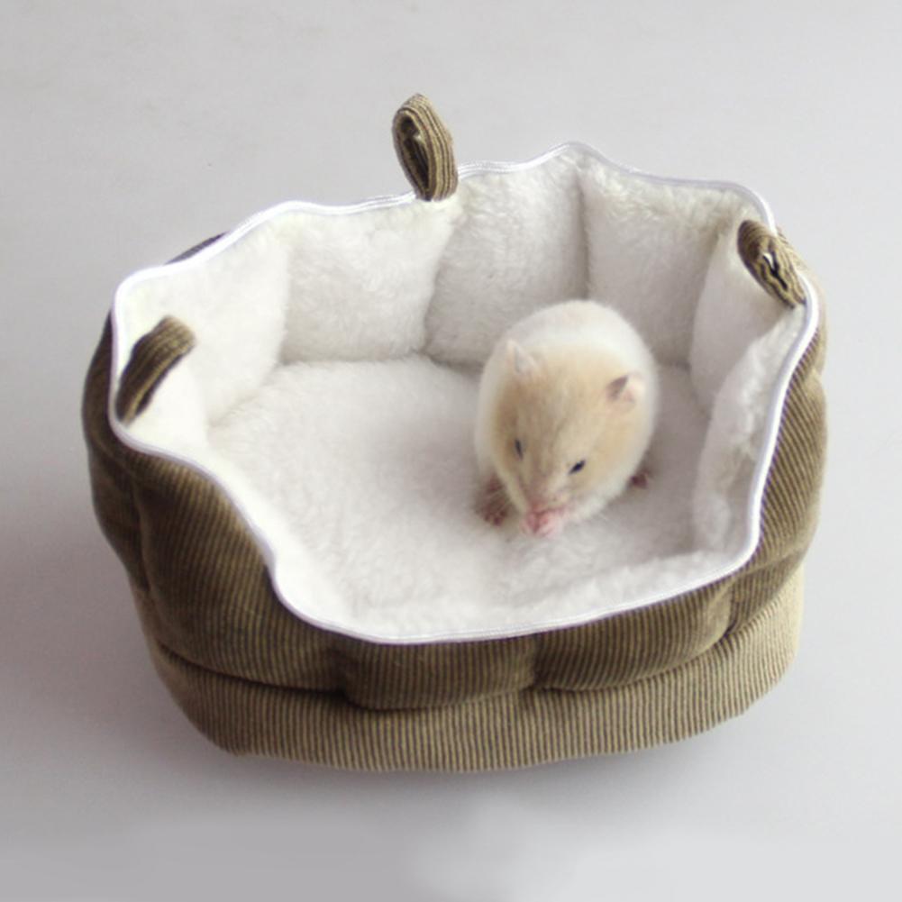 Animal Winter Warm Bed House Washable Hamster Squirrel Nest Sofa(Coffee)
