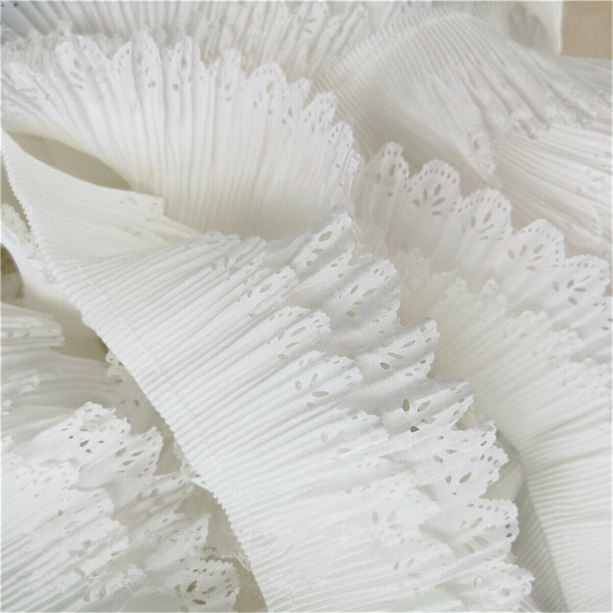 1 Yard Double Layer Trim Lace Pleated Hollow Fabric Collar Dress DIY Sewing