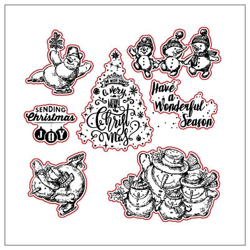 Merry Christmas Snowman Metal Cutting Dies Clear Stamp Set For DIY Scrapbooking