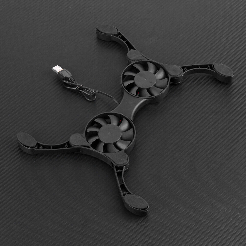 Notebook Computer Foldable Cooler Silent Laptop Dual Cooling Fan Black