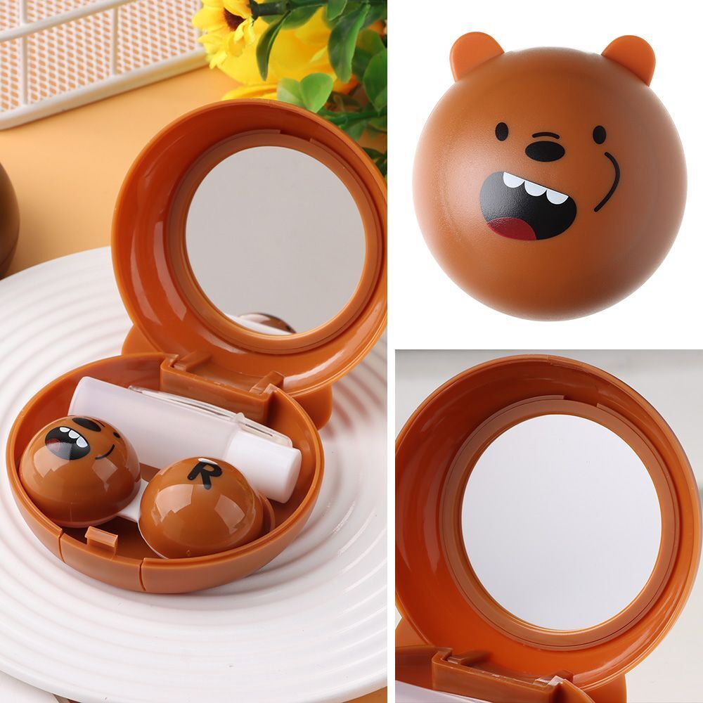 shape Cute DIY Mirror Lens Case Travel Holder Contact Lens Box Soaking Storage