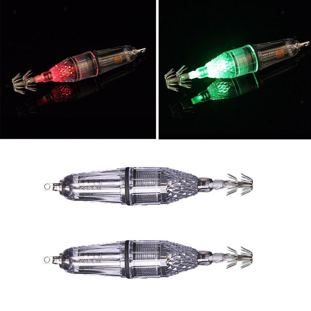 2 Pieces LED Squid Jig Hook Octopus Saltwater Night Fishing Lures Light