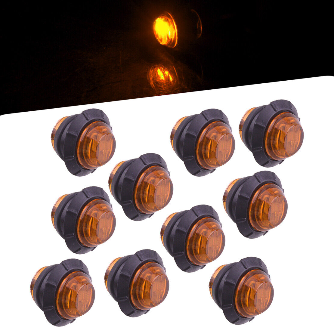 10pcs 12V 3/4" LED Bullet Round Side Marker Lights for Truck Trailer RV