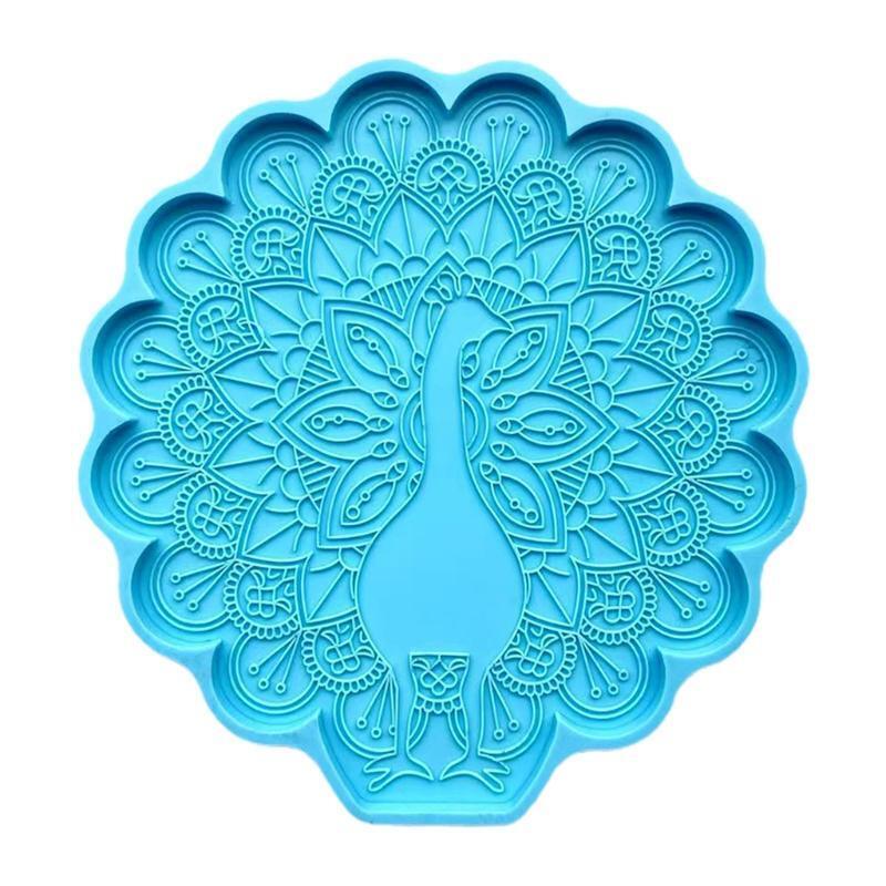 Peacock Shape Crystal Coaster DIY Craft Mold Plaster Soap Casting Epoxy Mould