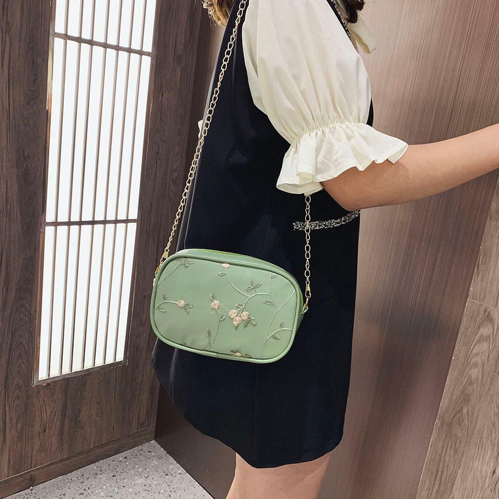 Lace Flower Shoulder Handbags Women Chain PU Leather Crossbody Bags (Green)