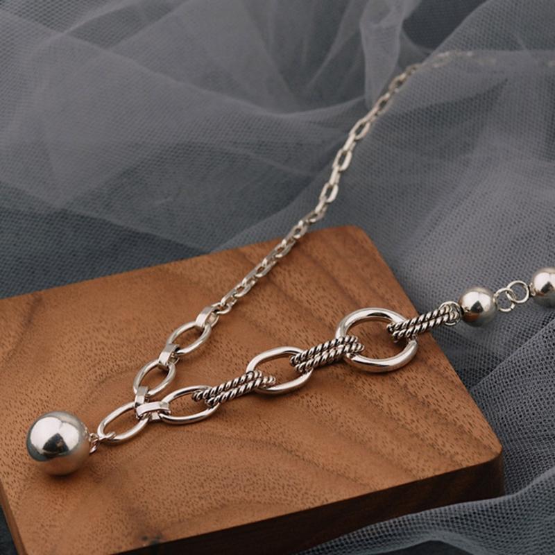 Round Bead Chain Stitching Simple Style Personality Pendant Necklace Jewelry