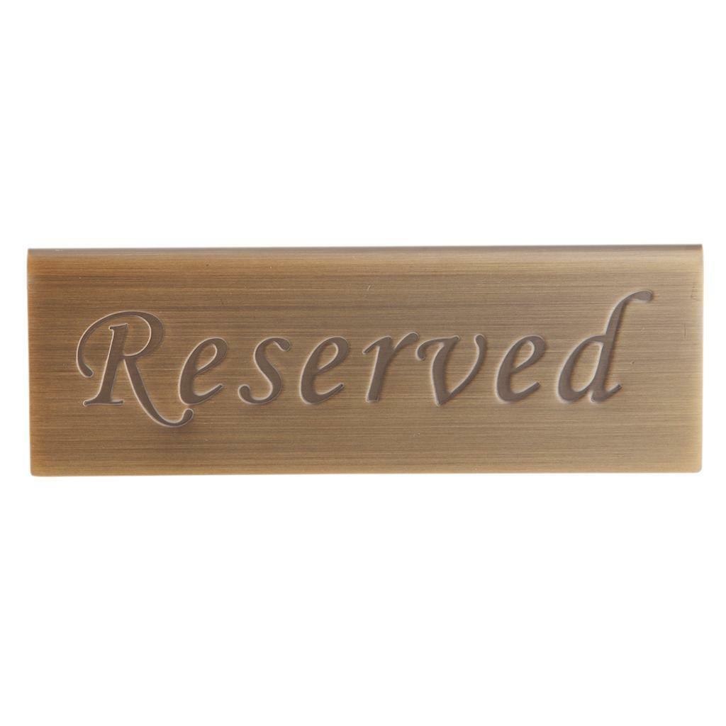 5  Reserved Desk Signs Card for Wedding Bronze 12x4cm Etched Design