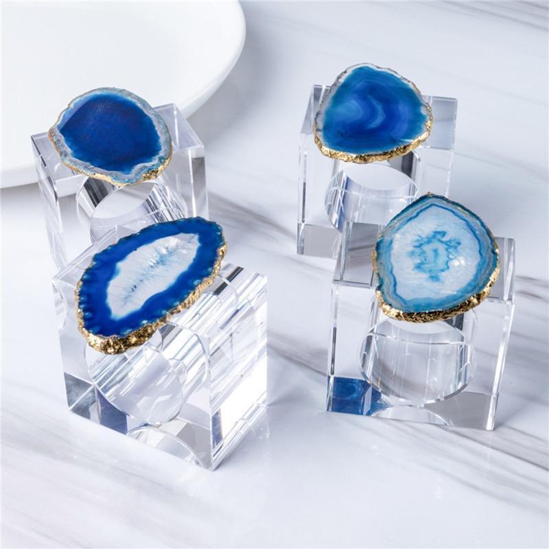 Agate Crystal Napkin Rings Set of 4 Dining Table Decoration Napkins Buckle