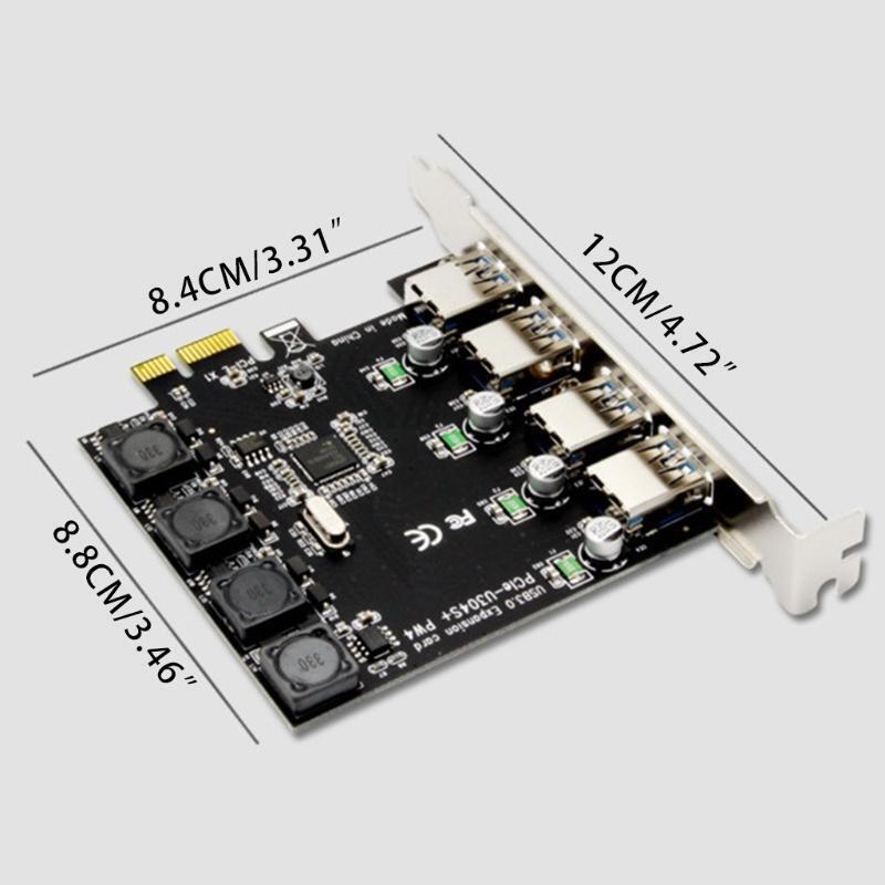 4-Port PCI-E to USB 3.0 PCI Express Expansion Card PCIE Card Speed Up to 5Gbps