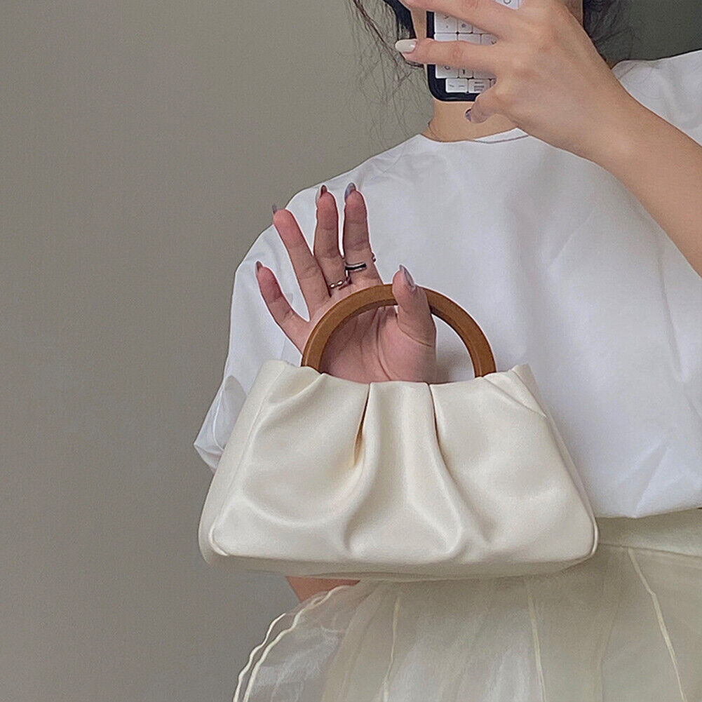 Korean Cloud Clutch Bag Pleated Handbag Women PU Small Purse Crossbody Bags