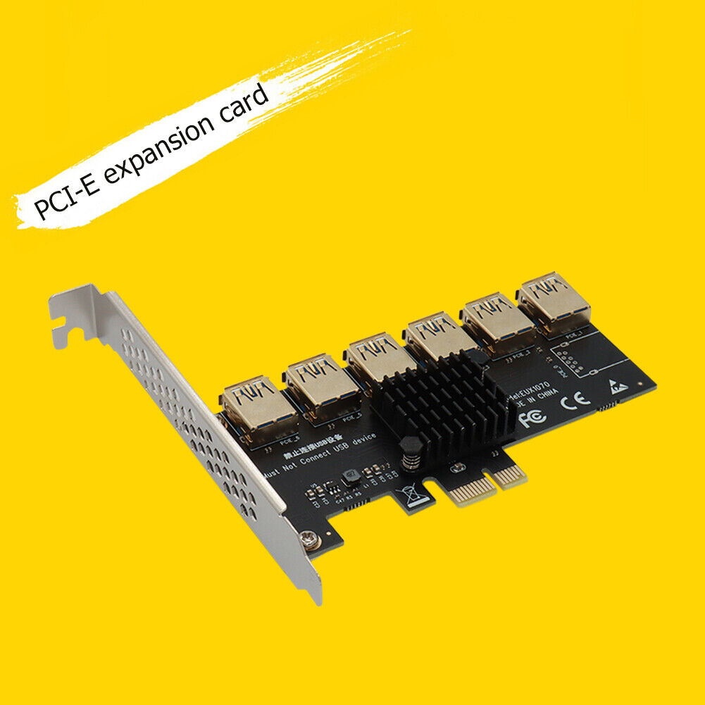PCI-E Riser Card 1 to 6 USB 3.0 Multiplier Hub BTC Mining Expansion Card