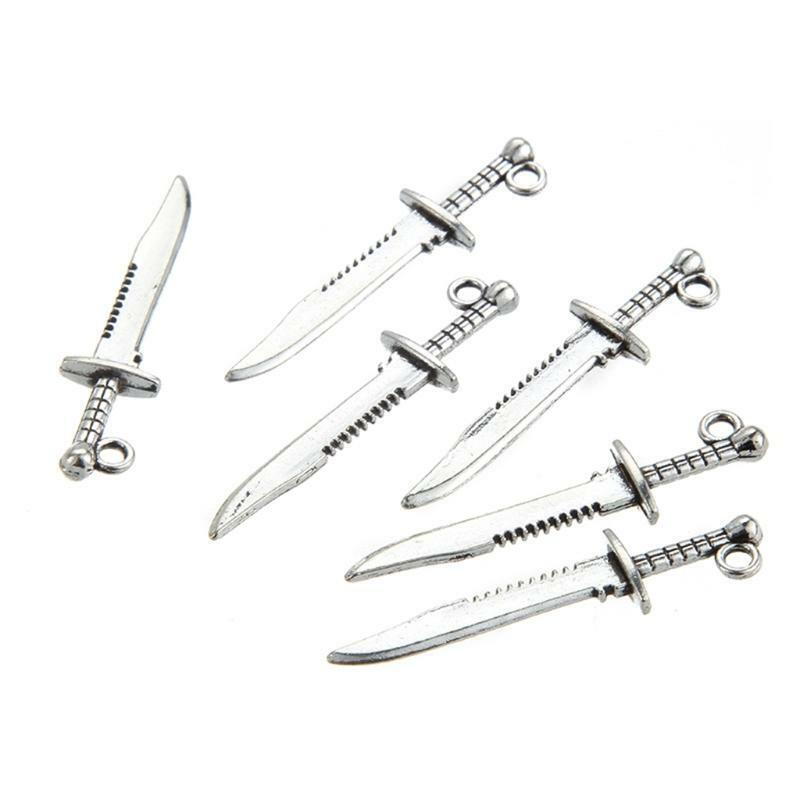 10 Pcs Charm Sword Dagger Pendants for Necklace Bracelet Jewelry Making Findings